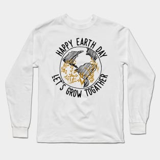 Happy Earth Day One Line Art Flowers Long Sleeve T-Shirt